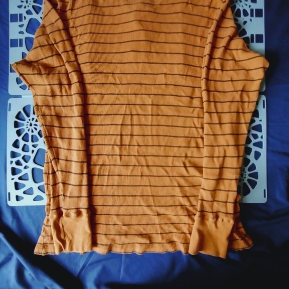 Carbon Orange Henley Men's XXL Long Sleeve Button Serpent Print - Picture 4 of 7